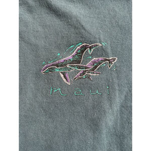 Vintage Maui Hawaii Whale T Shirt Happy Shirts USA 90s Teal Single Stitch L